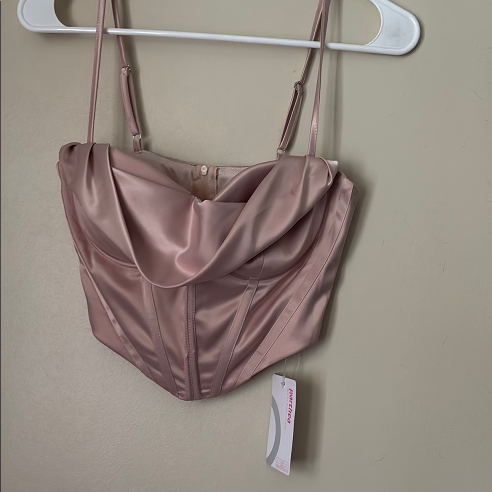 Elegant Pink Satin Corset Top